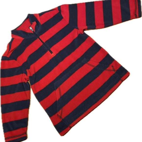 Hanna Anderson 1/4 Zip Red Blue Striped Fleece Sz 100 or US 5 EUC - Picture 2 of 9